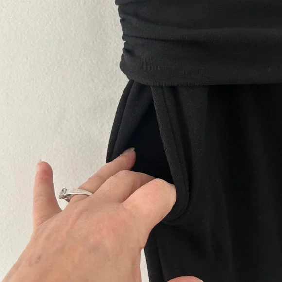 OGL Non-Itchy Wool Blend Drapey Wide Leg Pull-On Pants Pockets Black S Small New - Picture 4 of 8